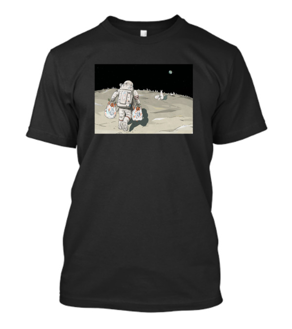 Souvenir From The Earth Astronaut On Moon With Shopping Bags In Space Scene T-Shirt