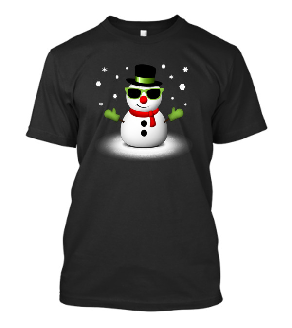 Christmas Cool Snowman With Shades And Red Scarf T-Shirt