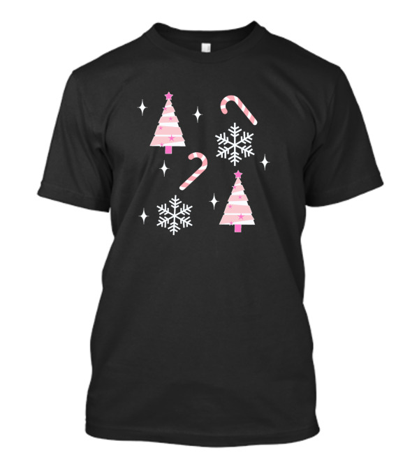 Christmas Trees Candy Canes Snowflakes Festive Holiday T-Shirt