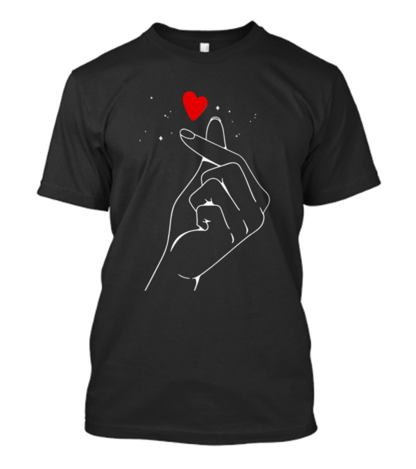 Korean Finger Heart Gesture With Red Heart K Pop T-Shirt