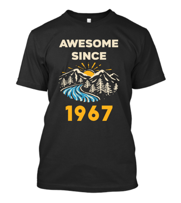 AWESOME SINCE 1967 MOUNTAIN SUNSET FOREST SCENE T-Shirt