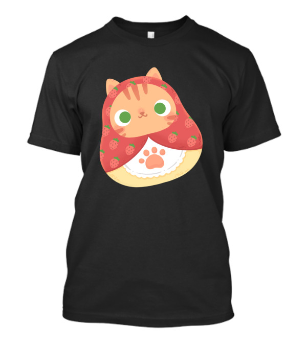 Matryoshka Cat Doll Strawberry Pattern Cute T-Shirt