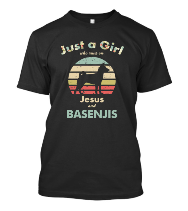 Just A Girl Who Runs On Jesus And Basenjis Retro-Inspired Pup T-Shirt