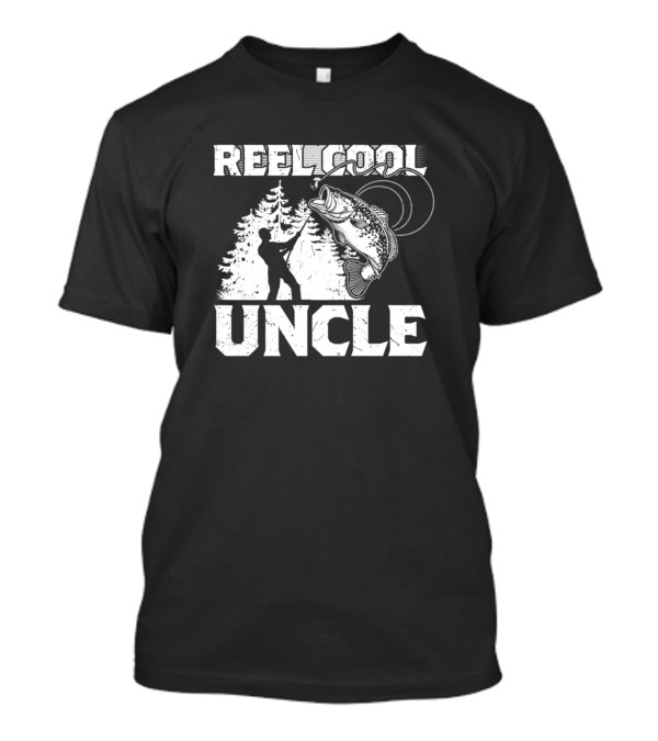 Reel Cool Uncle Fishing Lover Angler Silhouette With Catch T-Shirt