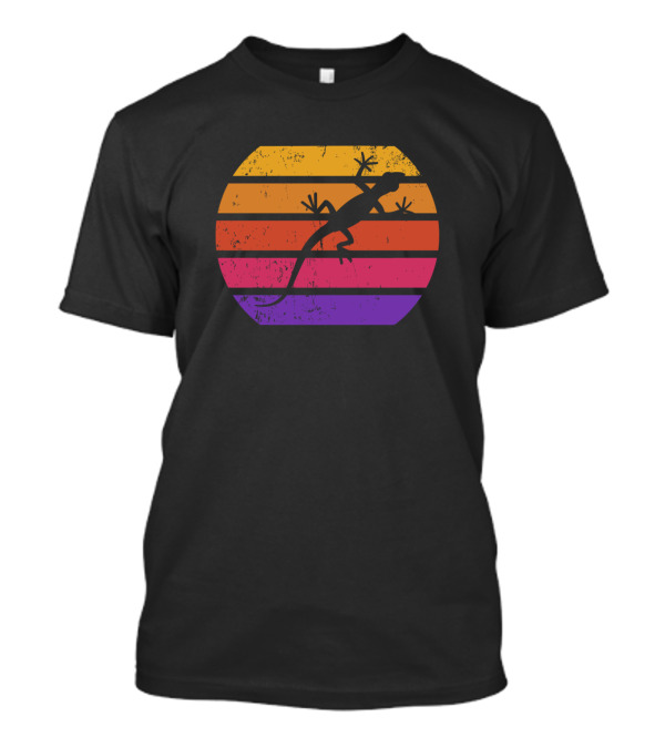 Retro Sunset Gecko Lover Reptile Owner T-Shirt