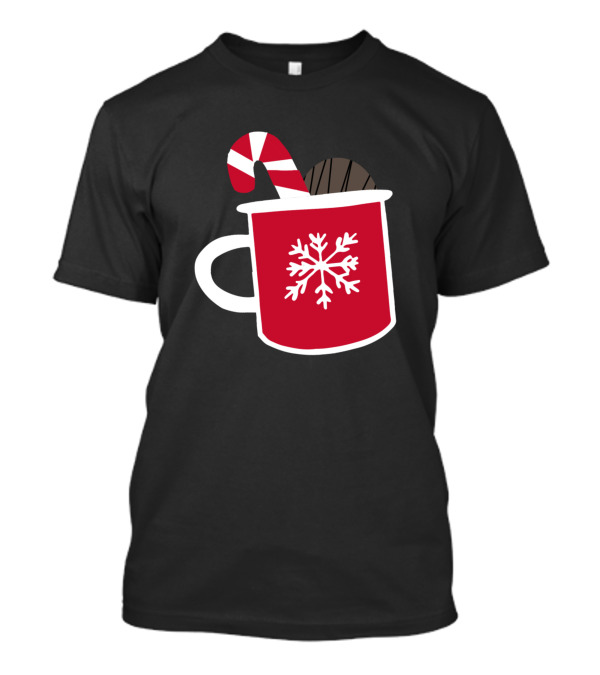 Christmas Hot Chocolate Bomb Red Mug With Candy Cane And Snowflake T-Shirt