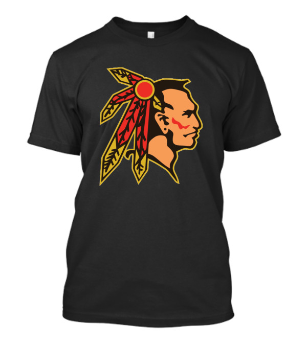 Connecticut Chiefs Native American Chief Head Profile With Red And Yellow Feather Headdress T-Shirt