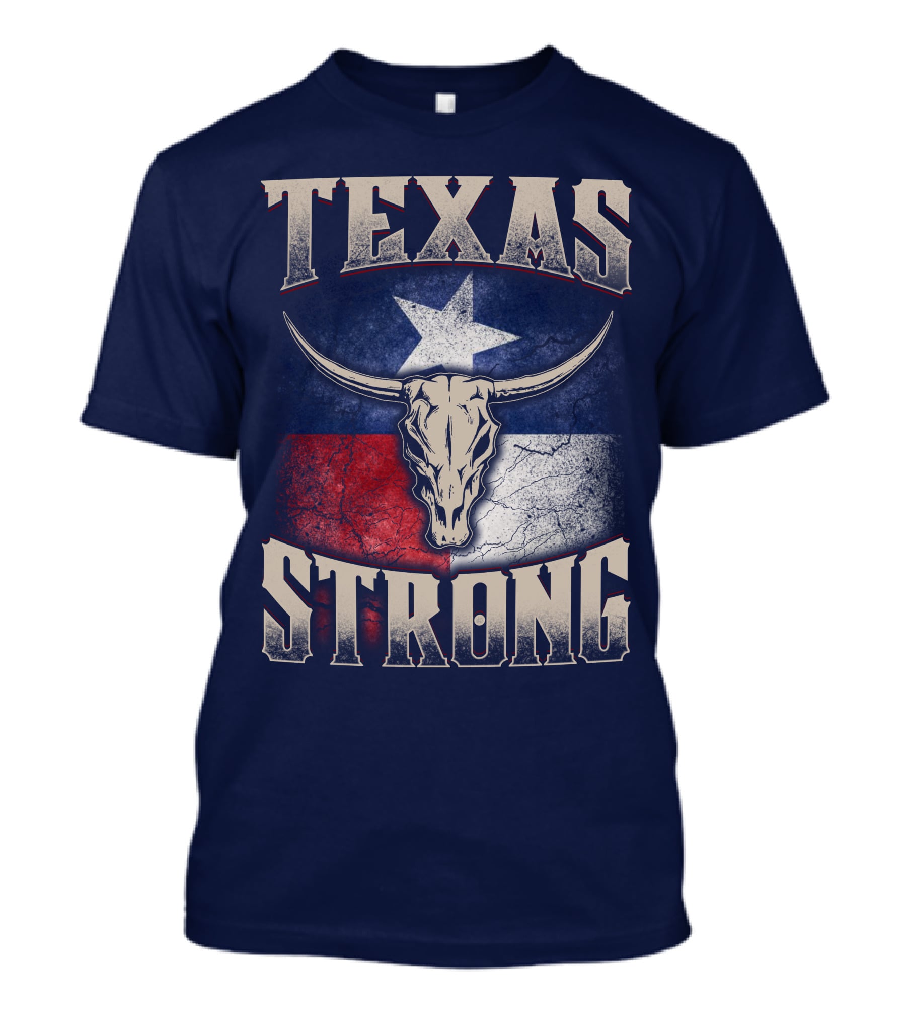 Texas Strong Longhorn Skull With Texas Flag T-Shirt