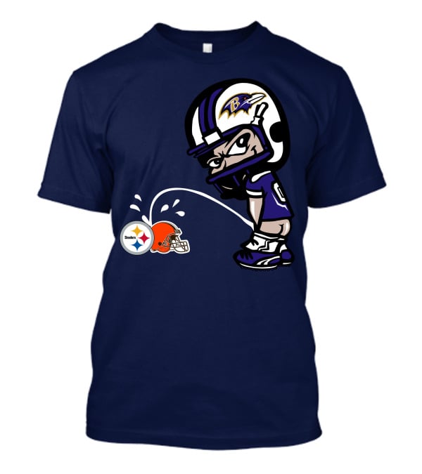 Baltimore Ravens Rivalry Mock Pittsburgh Steelers Cleveland Browns Helmets T-Shirt