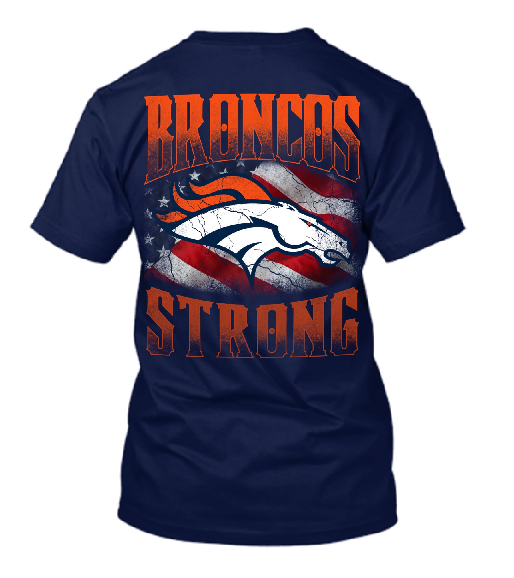 Broncos Strong Denver Broncos Logo American Flag T-Shirt