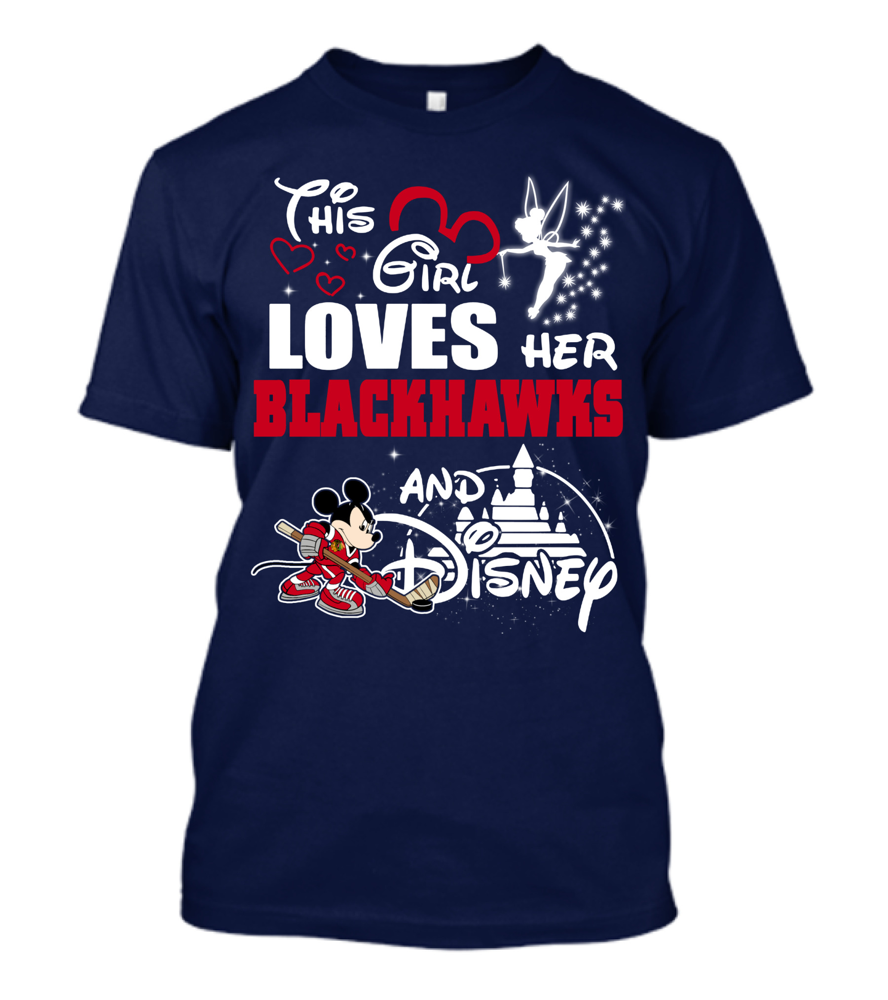 This Girl Loves Her Blackhawks And Disney T-Shirt