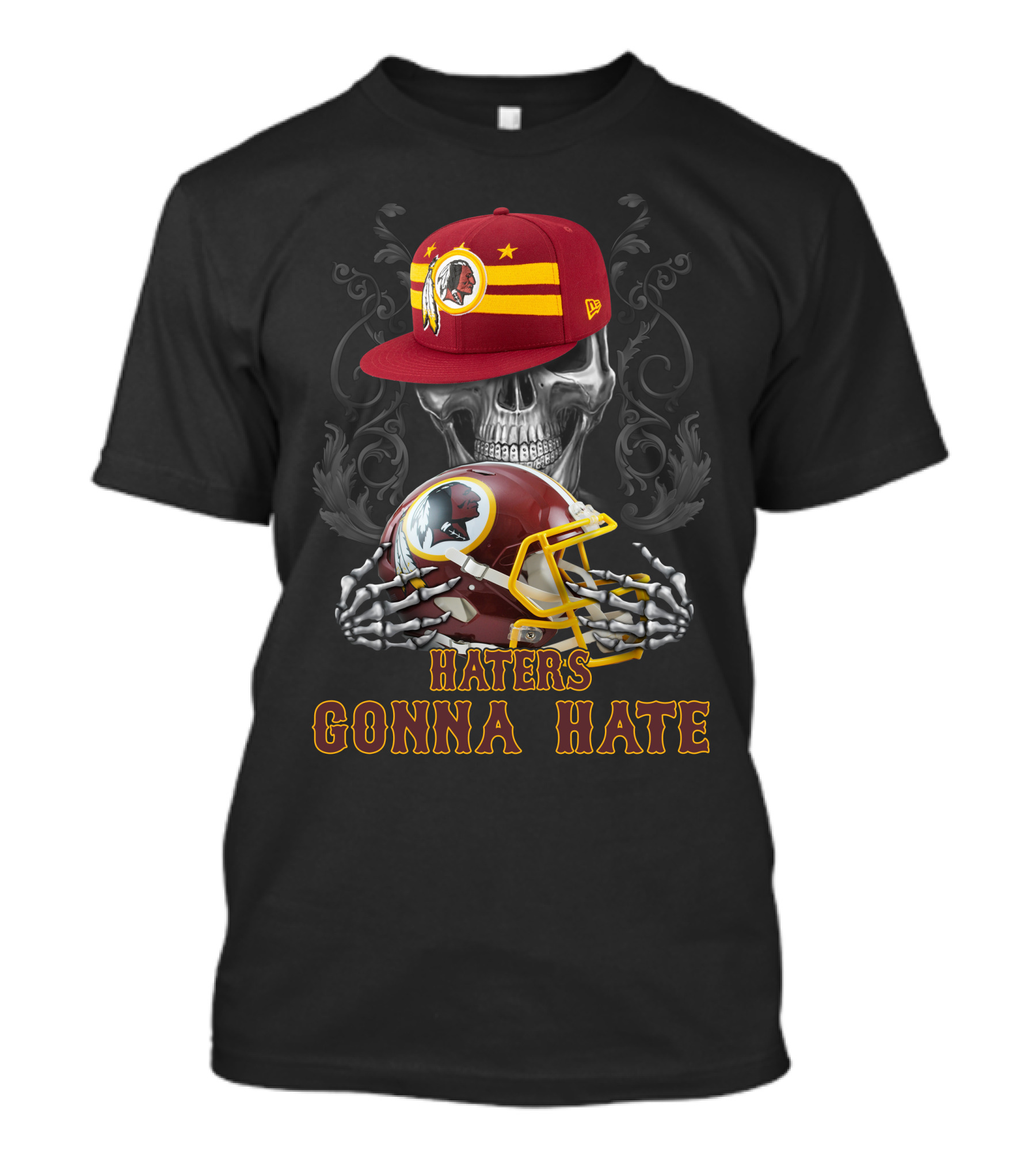 Haters Gonna Hate Washington Redskins Skull Helmet Cap T-Shirt
