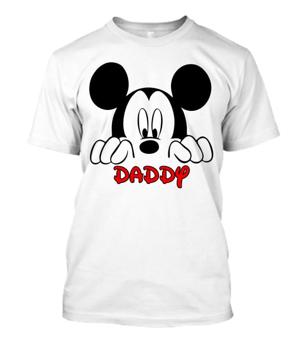 Mickey Mouse Daddy Red Text With Classic Ears T-Shirt