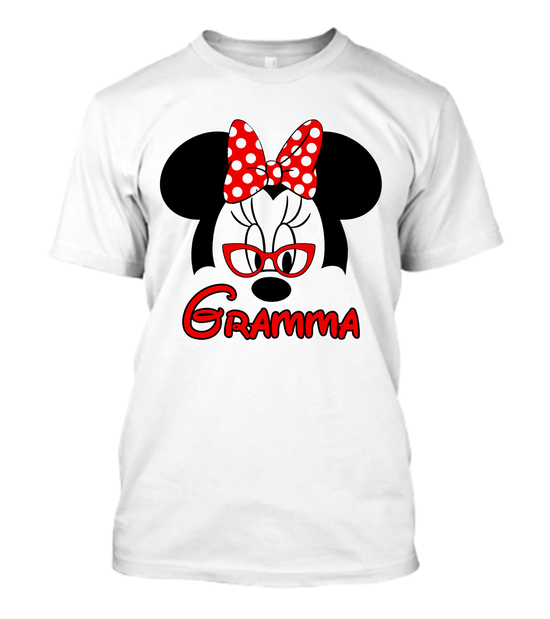 Minnie Mouse Gramma Red Glasses And Polka Dot Bow T-Shirt