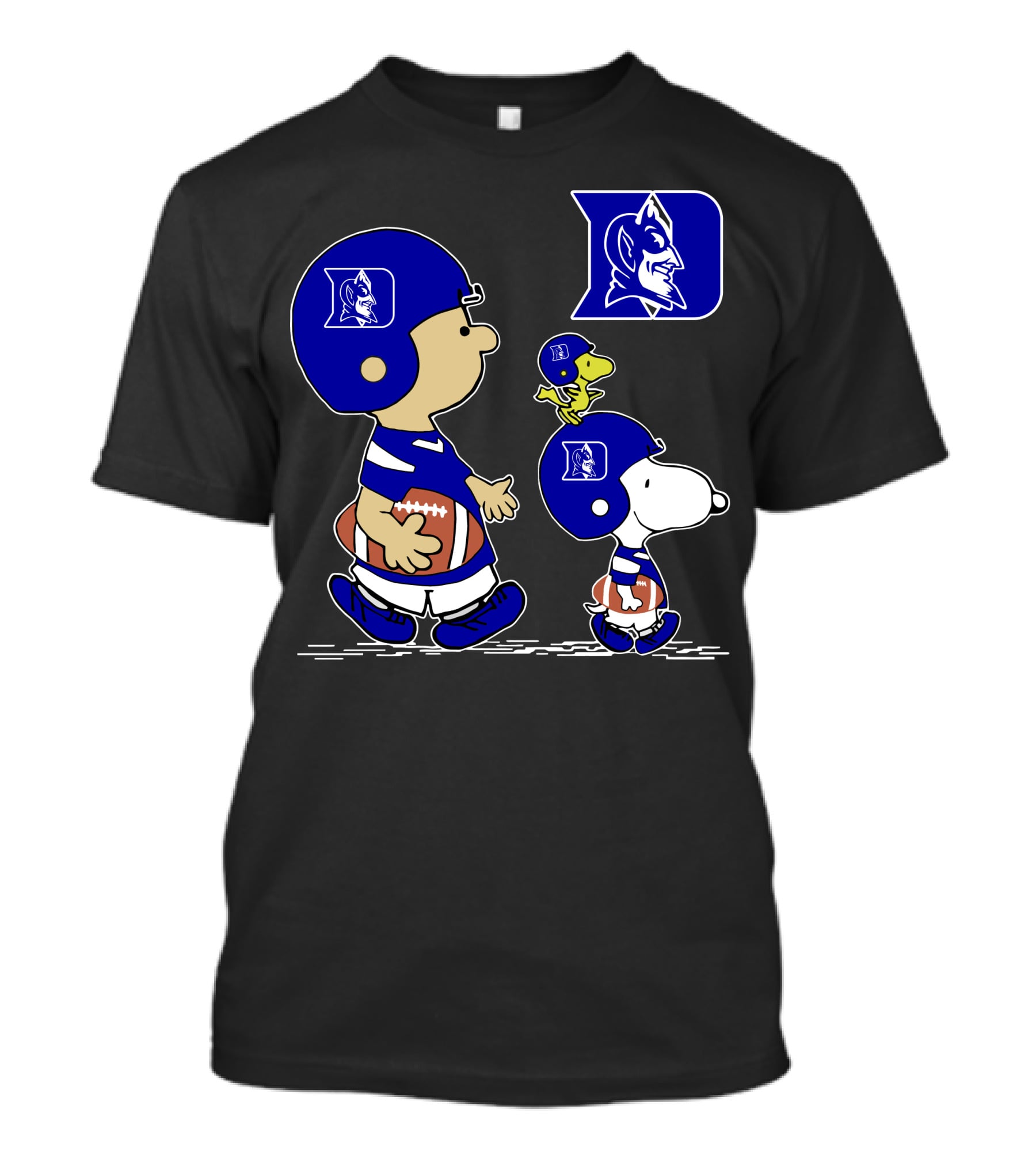 Duke Blue Devils Peanuts Characters Football Helmets T-Shirt