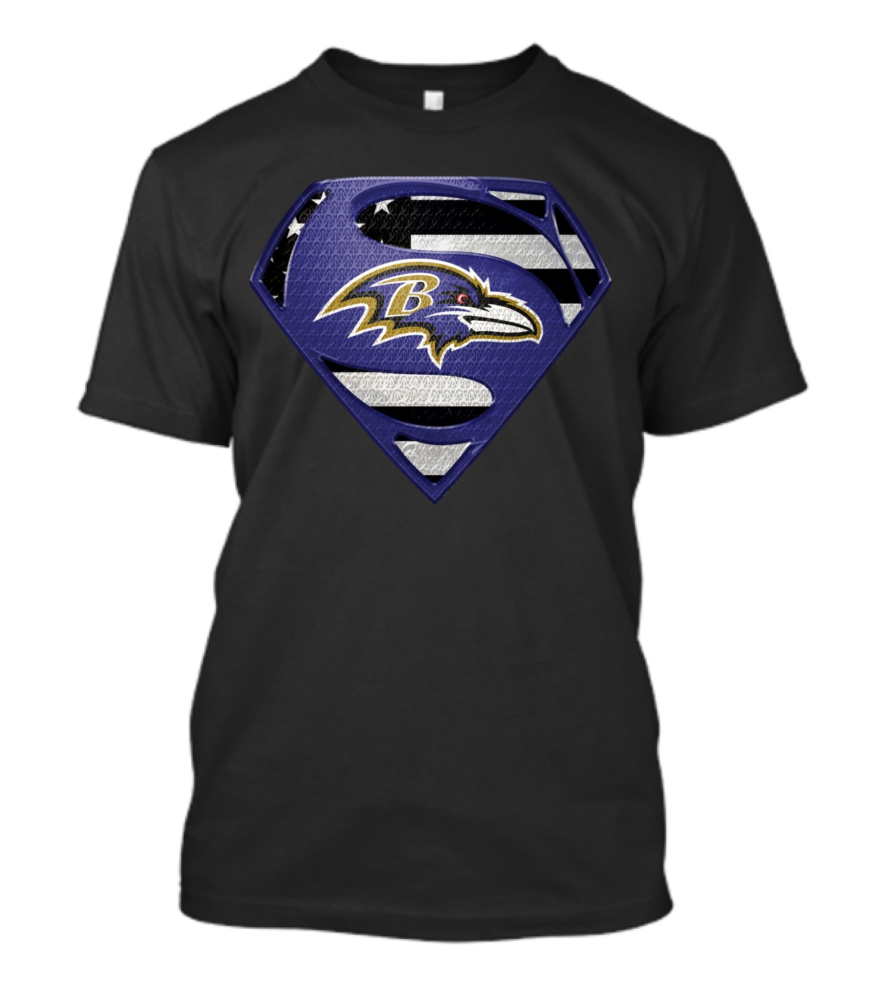 Baltimore Ravens Superman Shield American Flag Emblem T-Shirt