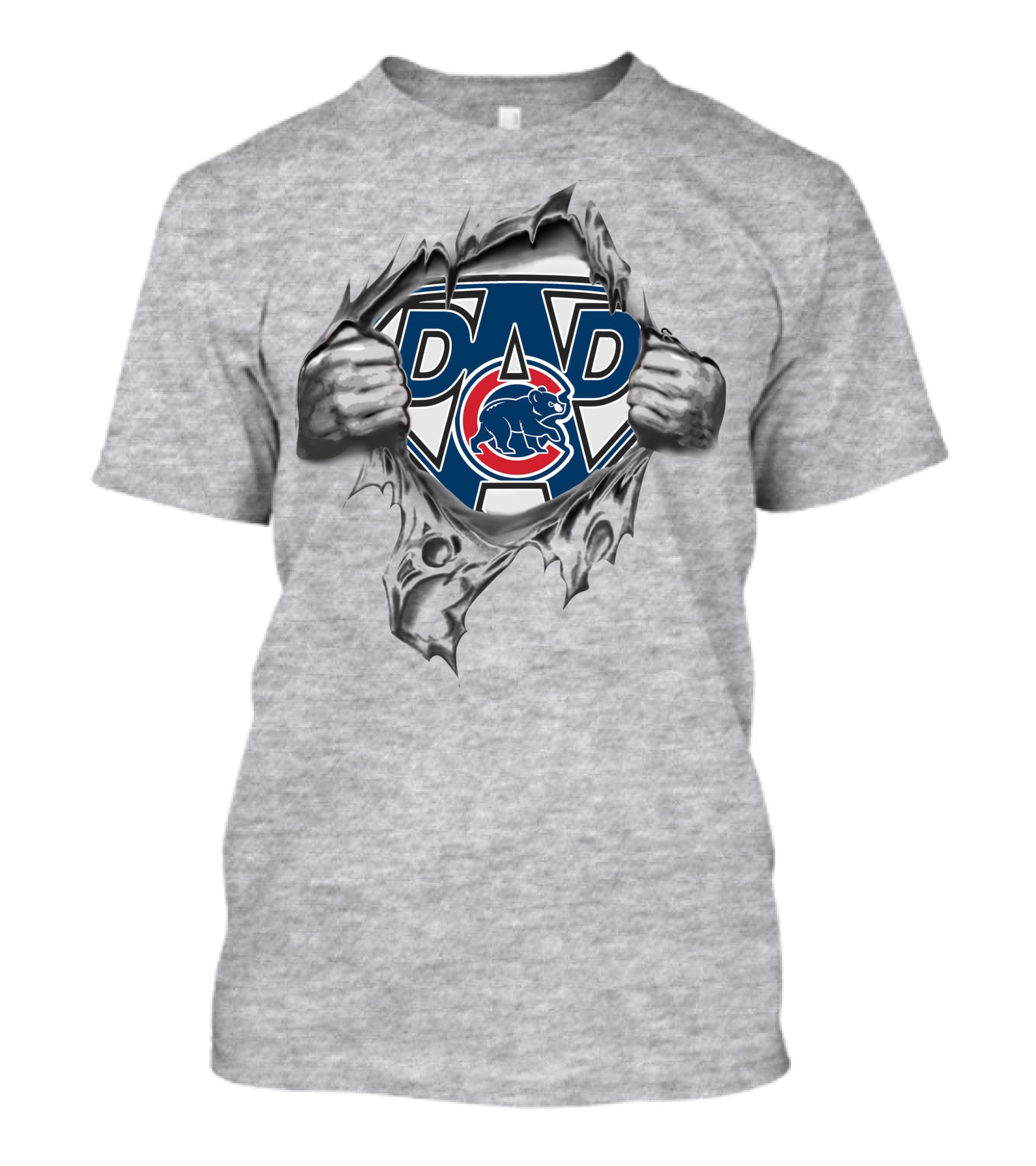 Chicago Cubs Dad Super Logo Bear T-Shirt