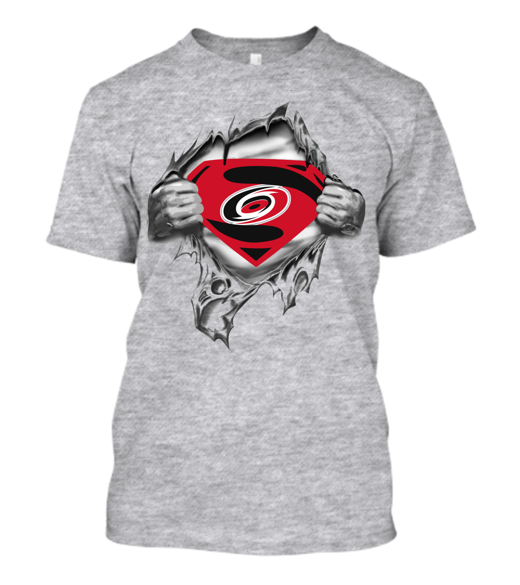 Hurricanes Carolina Superman Emblem Torn Chest T-Shirt