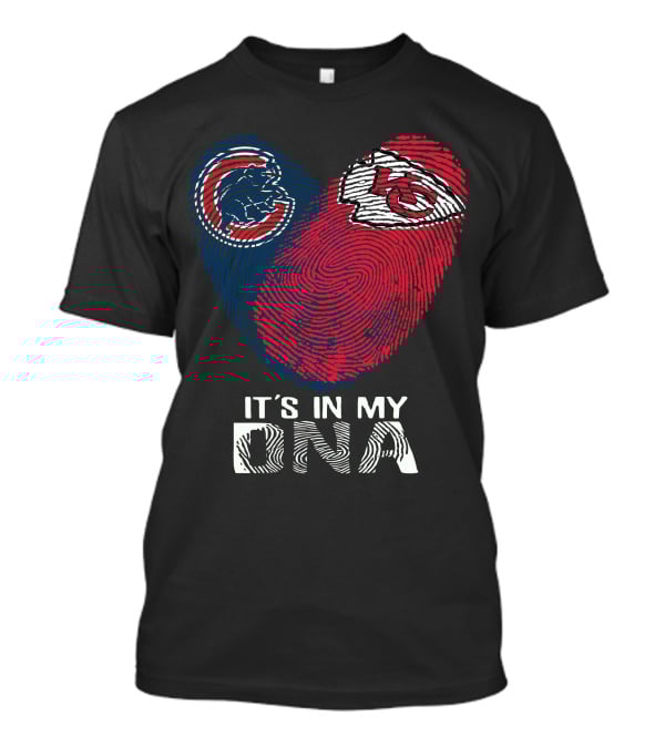 Chicago Cubs And Chiefs It's In My DNA Fingerprint Heart T-Shirt