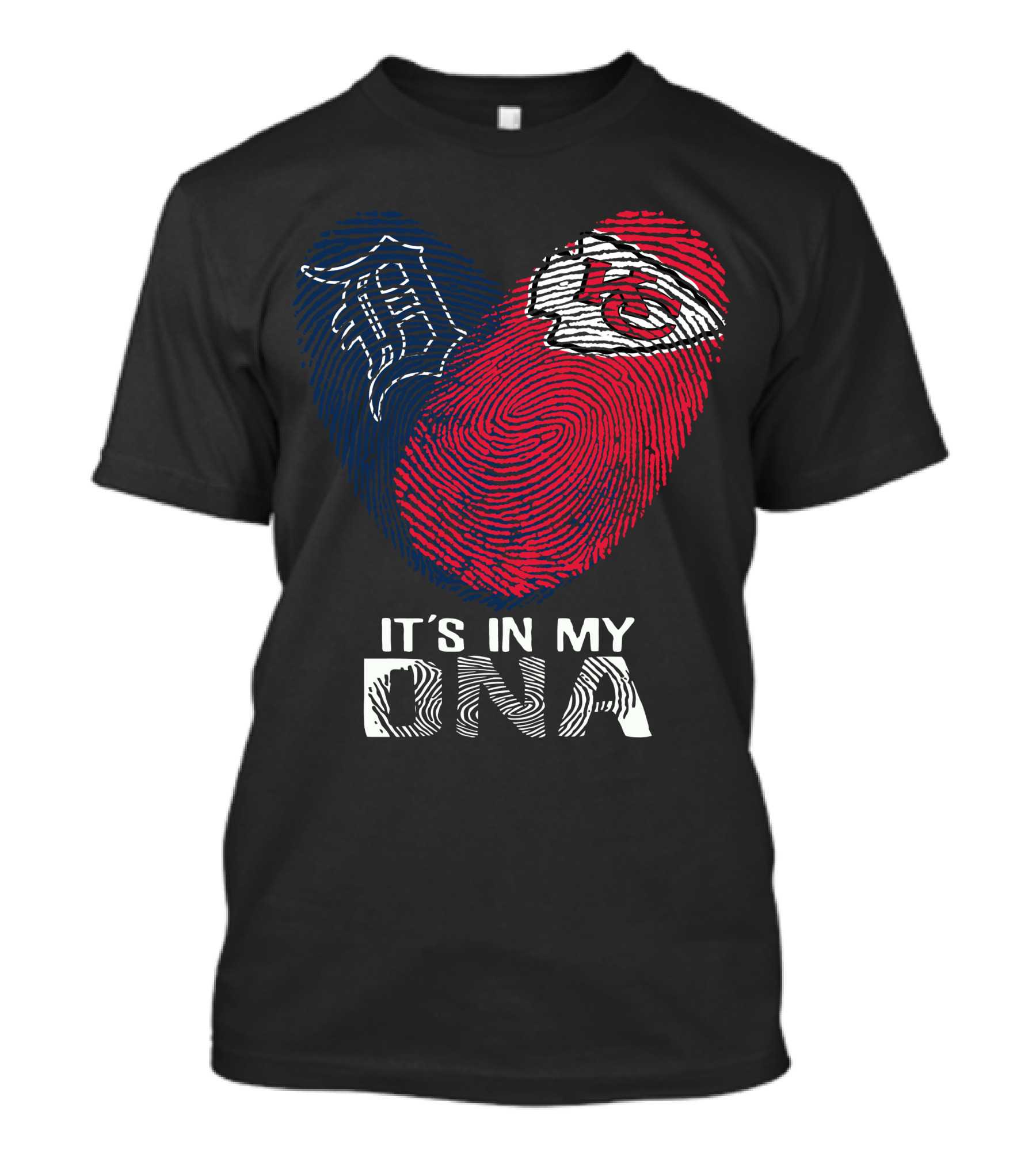 Detroit Tigers Kansas City Chiefs It's In My DNA Fingerprint T-Shirt