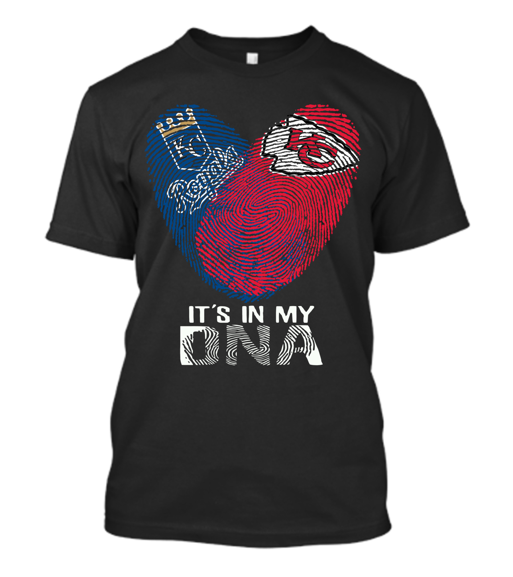 Kansas City Royals Chiefs It's In My DNA Fingerprint Heart T-Shirt