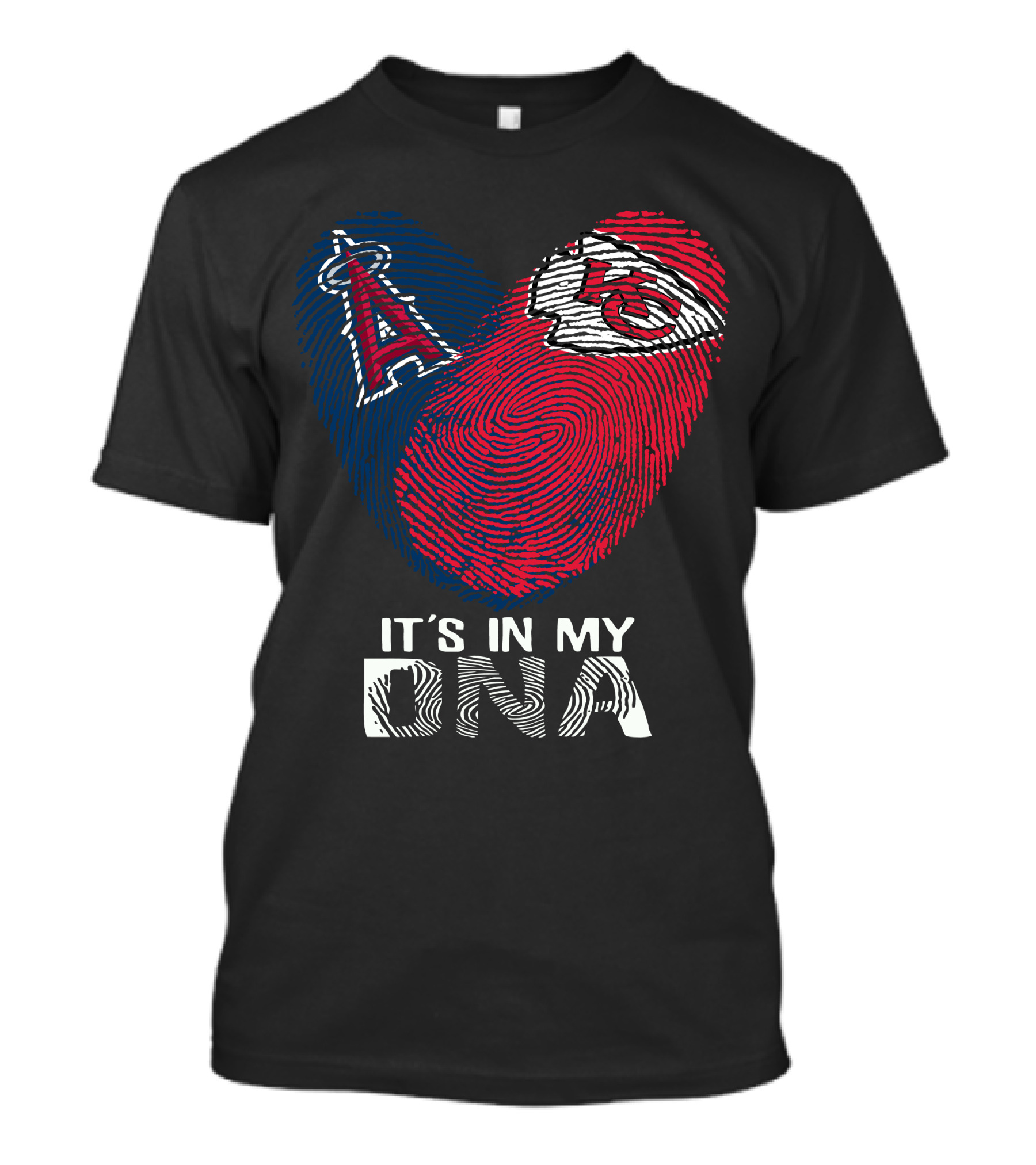 Los Angeles Angels Chiefs It's In My DNA Fingerprint Heart T-Shirt