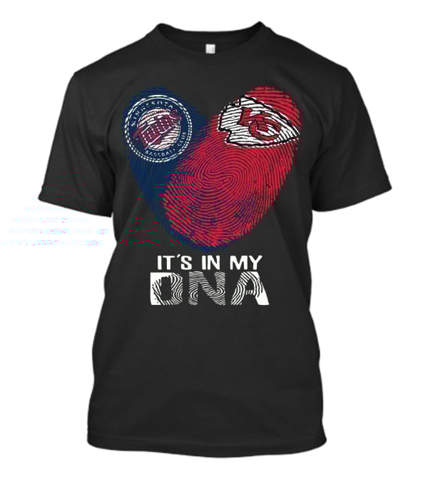 Minnesota Twins Kansas City Chiefs It's In My DNA Fingerprint Heart T-Shirt
