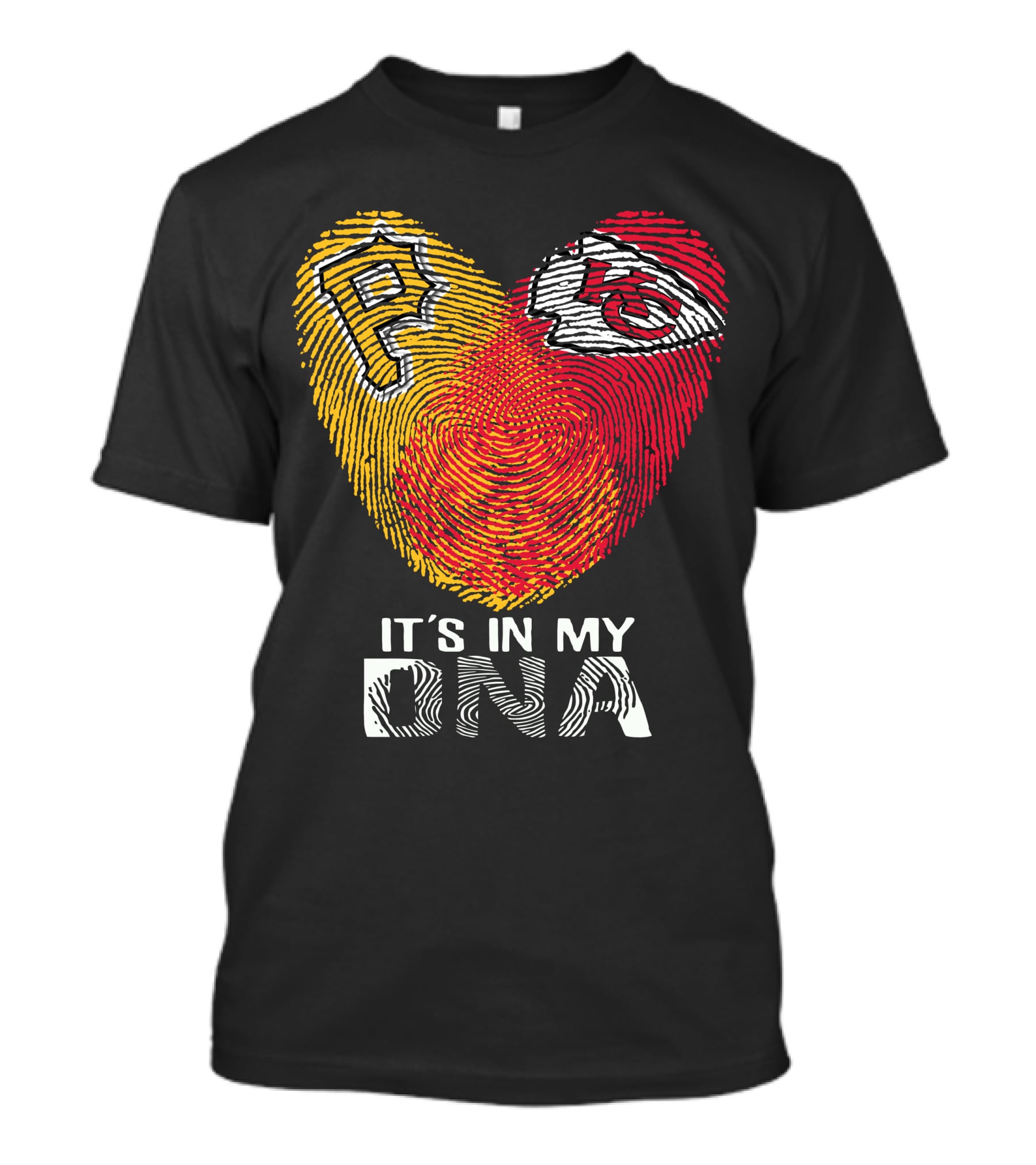 Pittsburgh Pirates Kc Chiefs It's In My Dna Fingerprint Heart T-Shirt