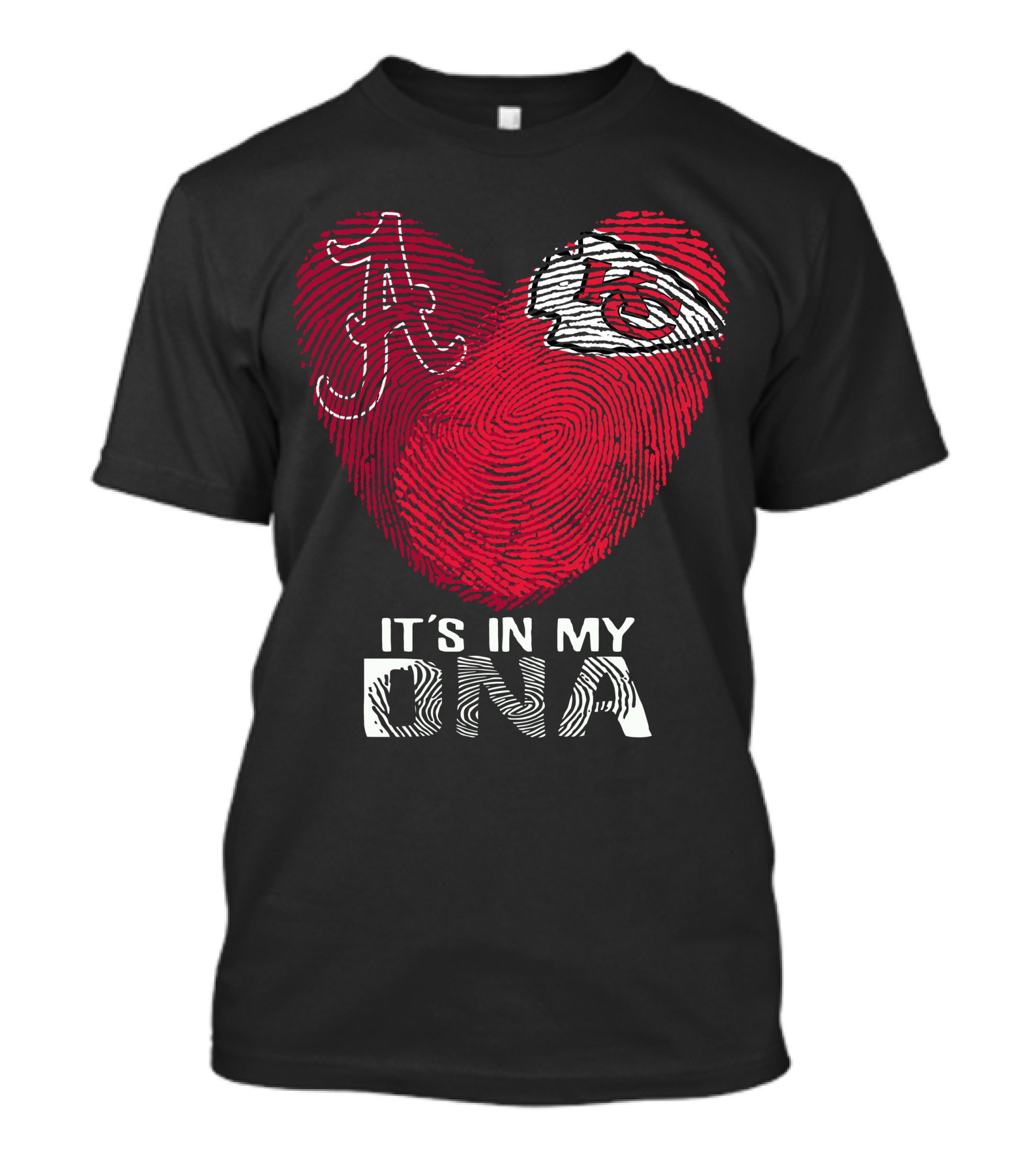 Alabama And Chiefs Heart Fingerprint It's In My Dna T-Shirt