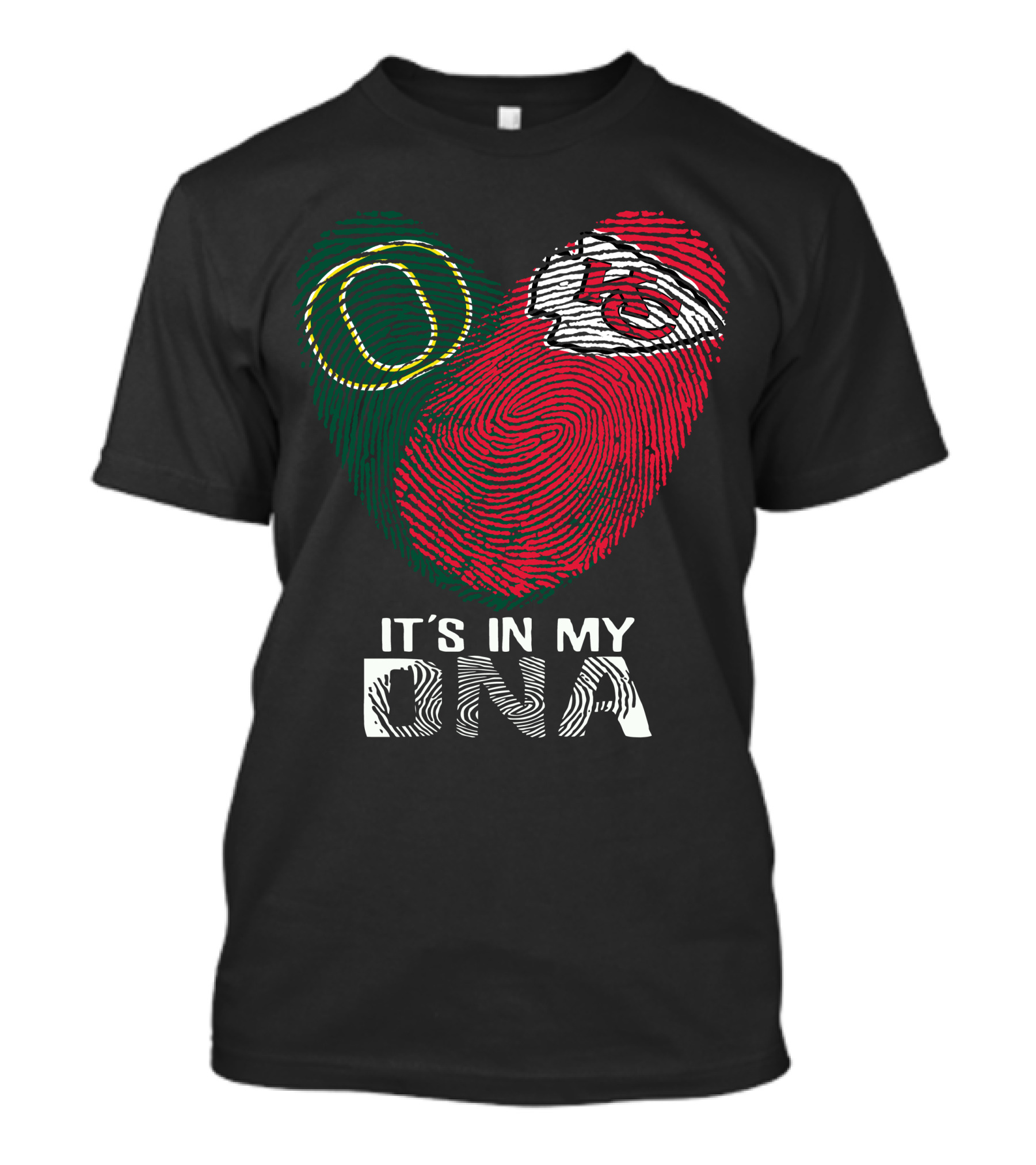 Oregon Ducks Chiefs It's In My Dna Heart Fingerprint T-Shirt