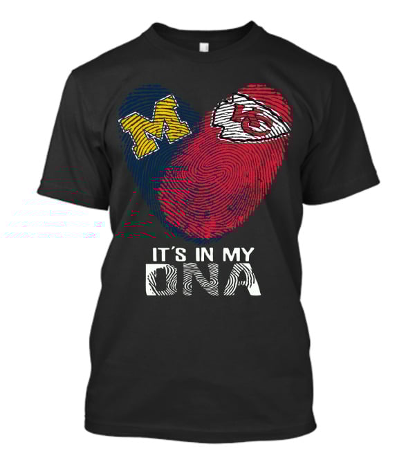 Wolverines Chiefs It's In My DNA Fingerprint Heart T-Shirt