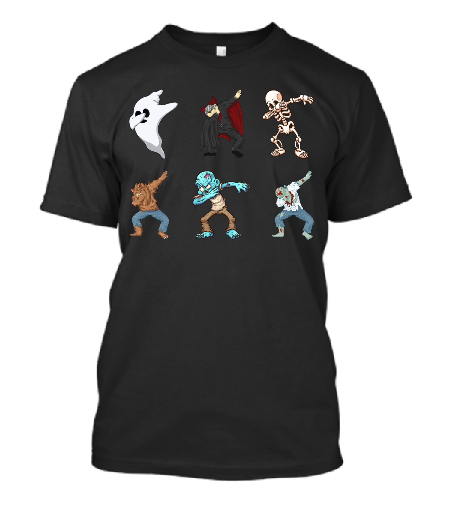 Dabbing Halloween Skeleton Ghost Vampire Werewolf Zombie Monster T-Shirt
