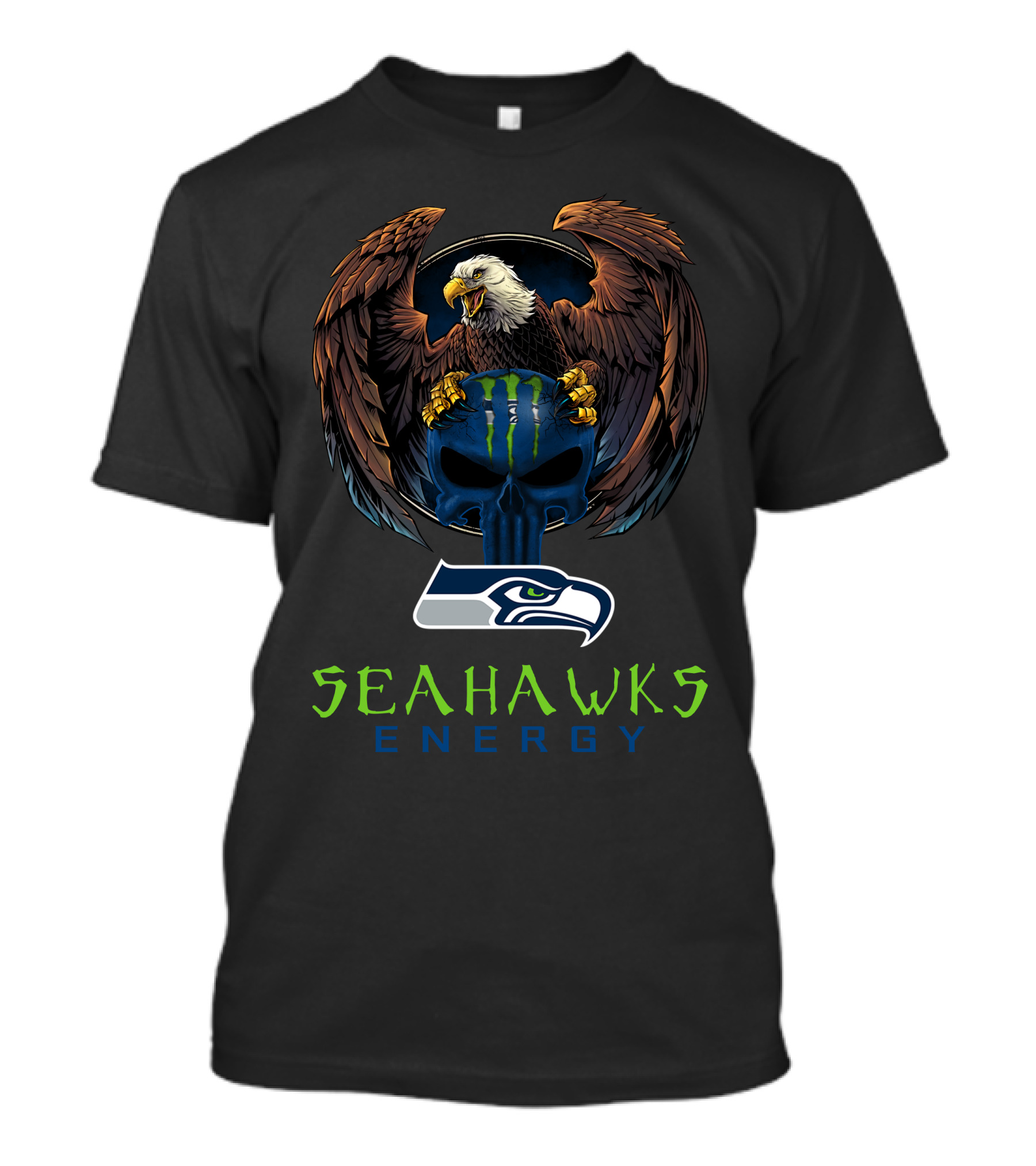 Seattle Seahawks Energy Bald Eagle Iconic Logo Fusion T-Shirt