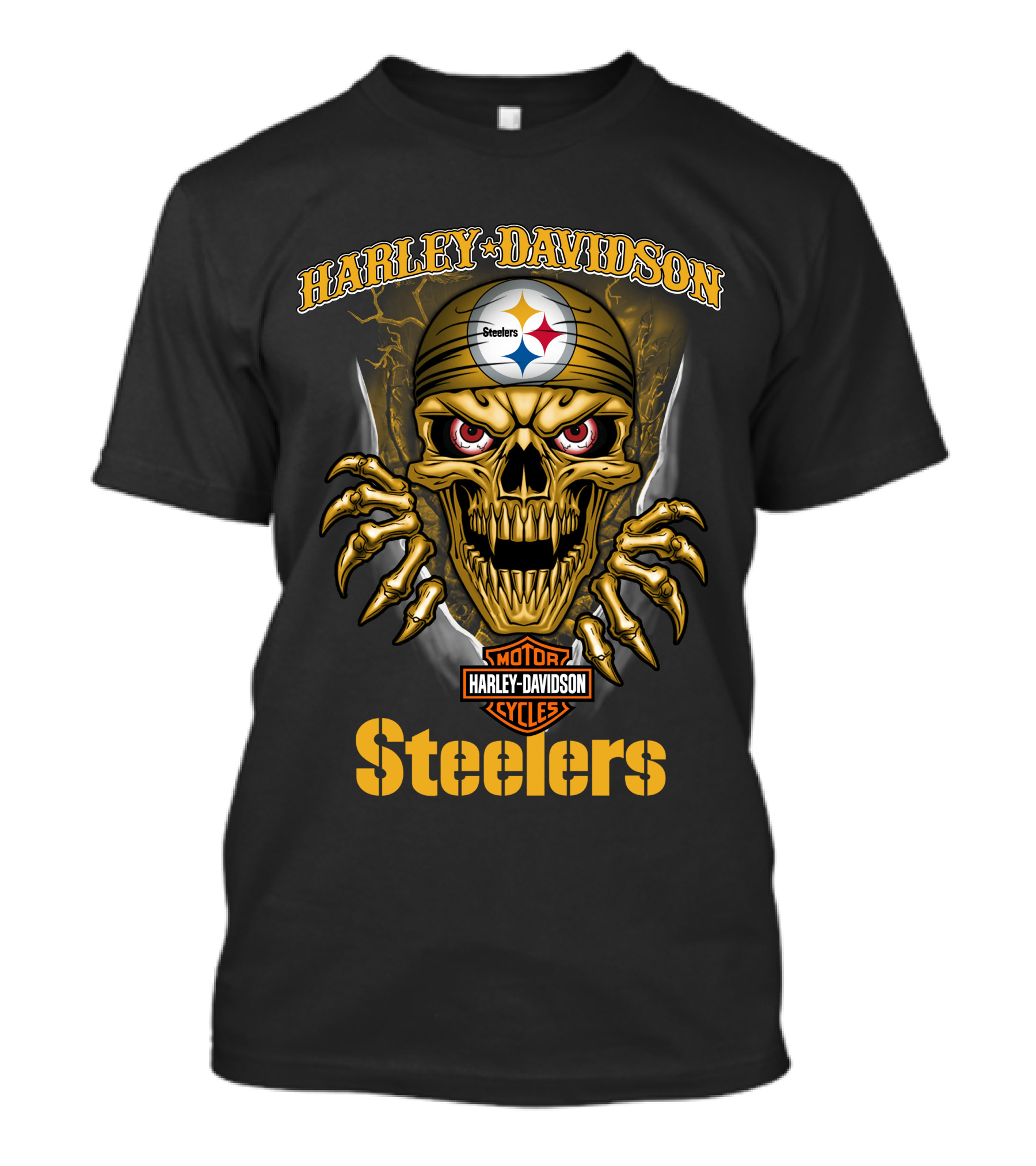 Harley Davidson Skull Steelers Moto Nfl Pittsburgh Steelers T-Shirt