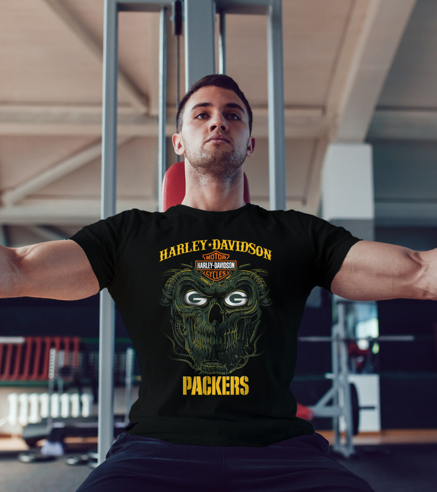Harley Davidson Green Bay Packers G Skull T-Shirt