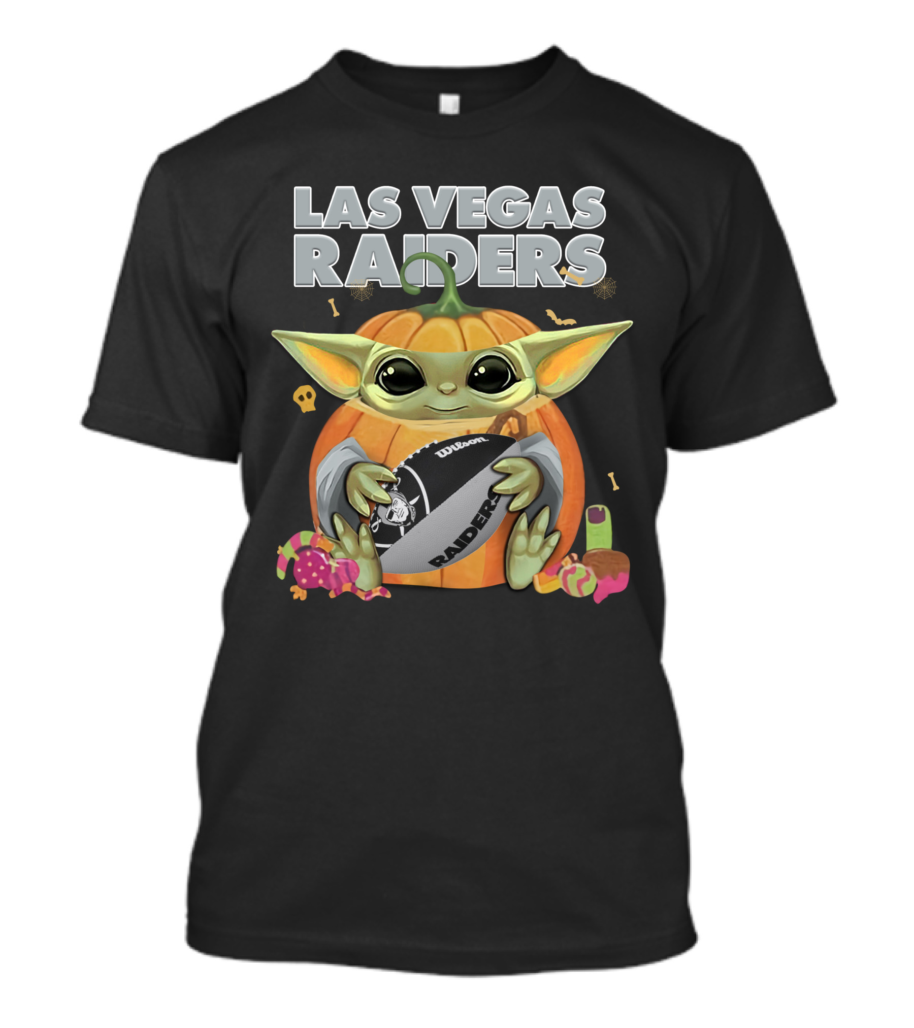 Las Vegas Raiders Yoda Pumpkin Halloween Football Raiders Ball T-Shirt