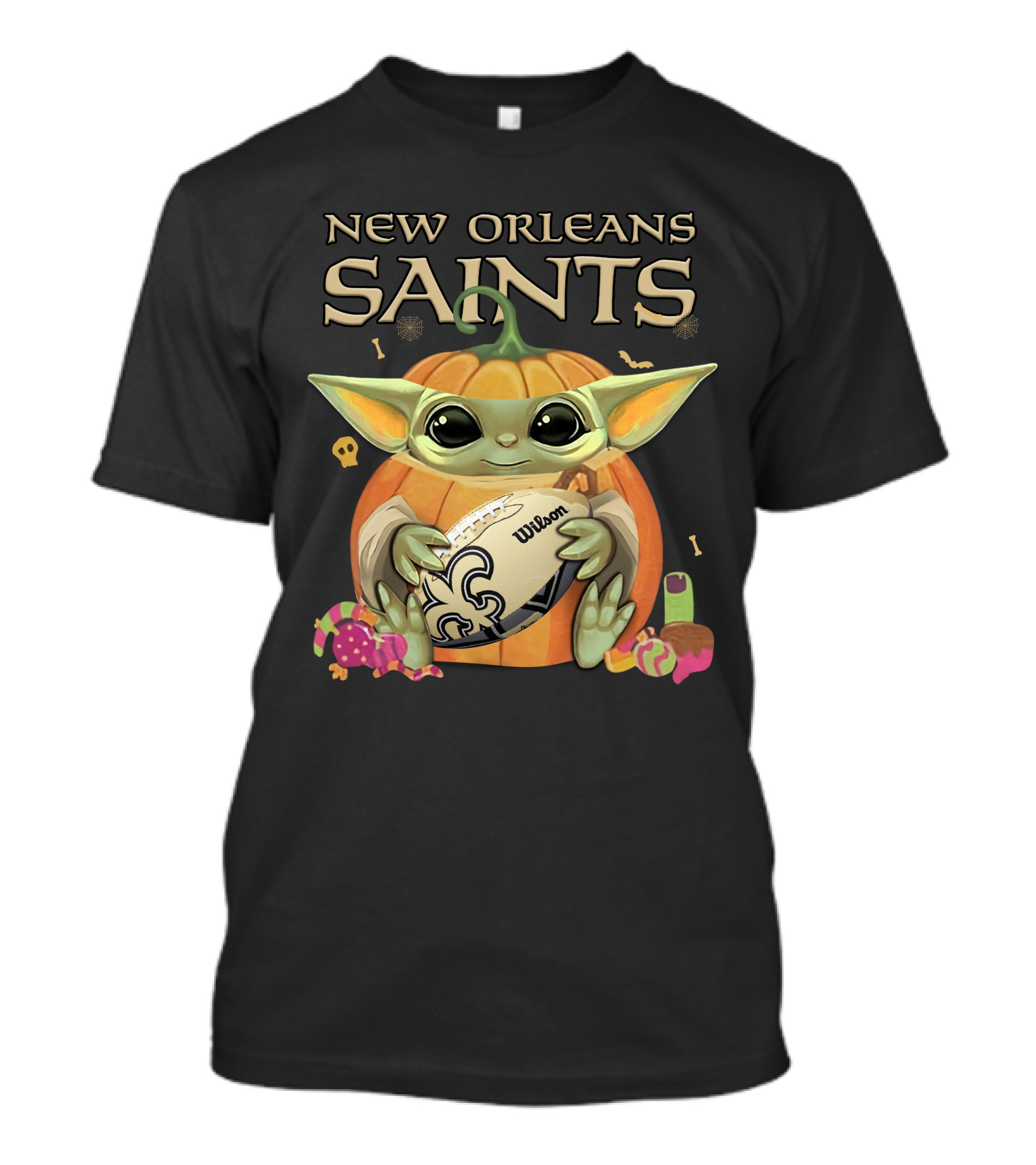 Yoda New Orleans Saints Halloween Football Pumpkin Wilson Ball T-Shirt
