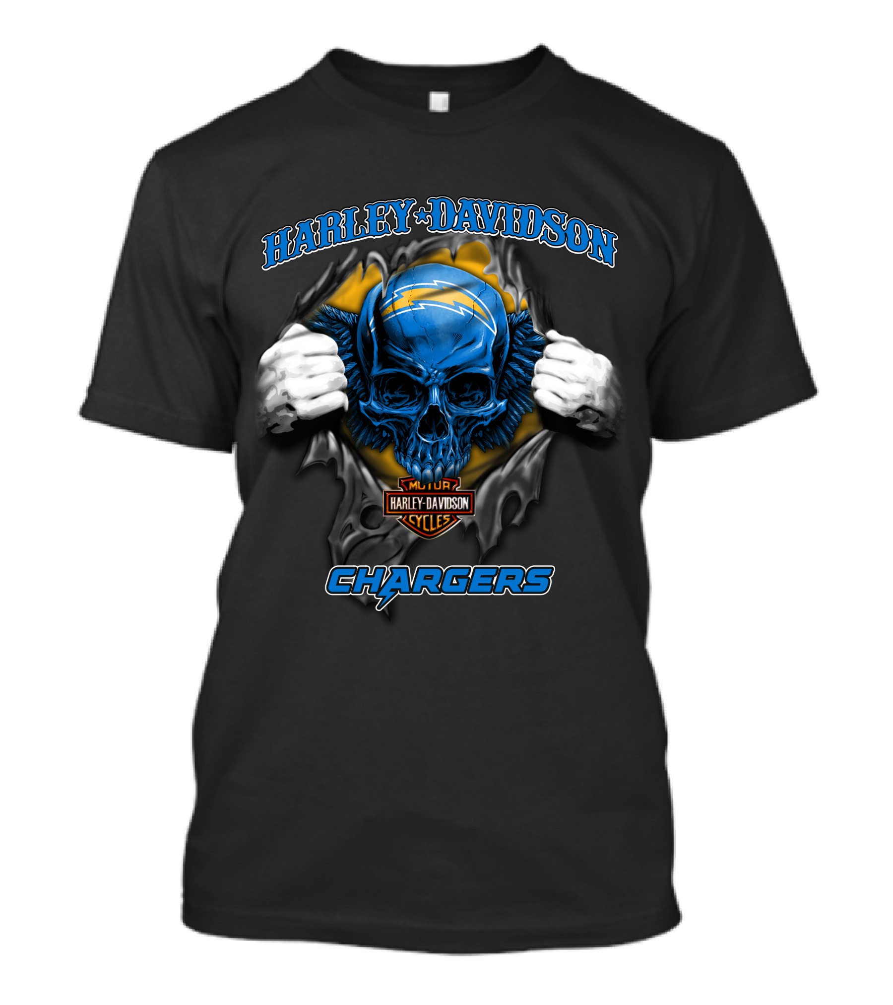 Harley Davidson Chargers Skull Nfl Los Angeles T-Shirt
