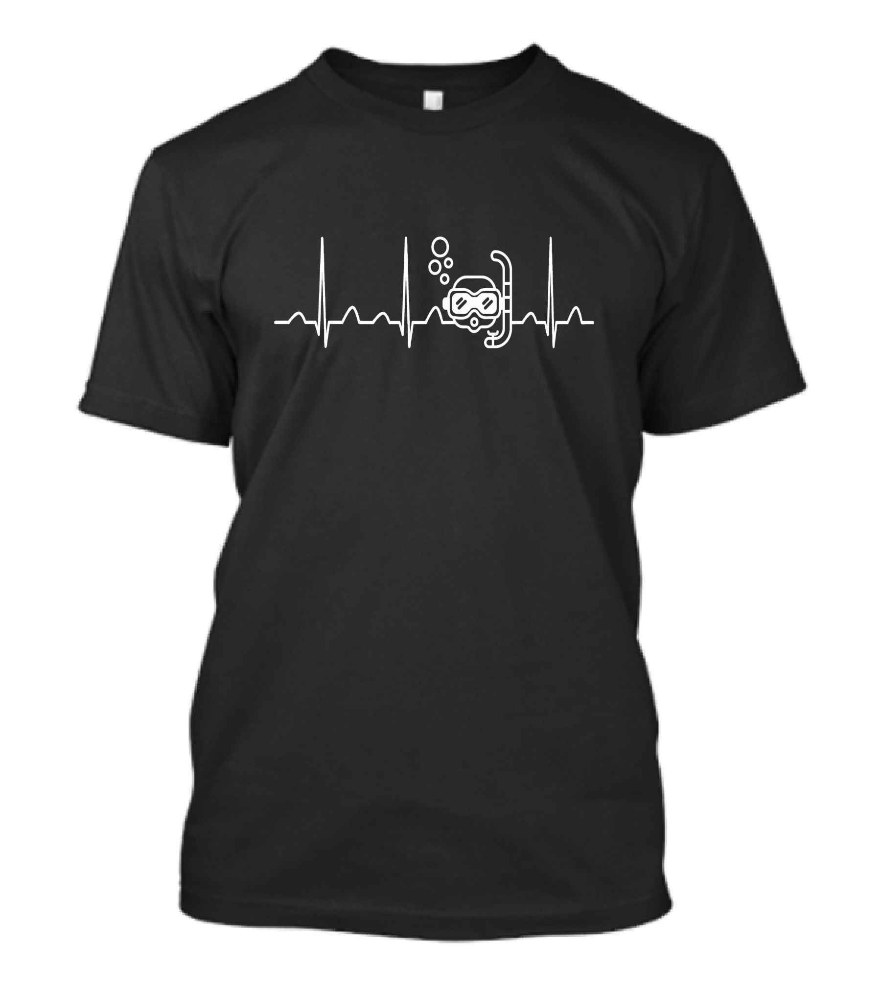 Snorkeling Heartbeat Line With Diver Mask And Bubbles T-Shirt