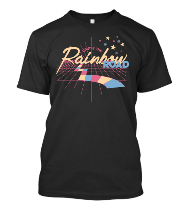 Cruise The Rainbow Road Retro Stars And Grid T-Shirt