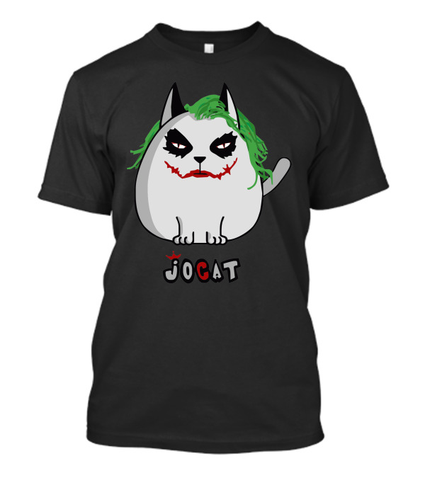 JoCat Joker Cat Face With Green Hair And Red Smile T-Shirt