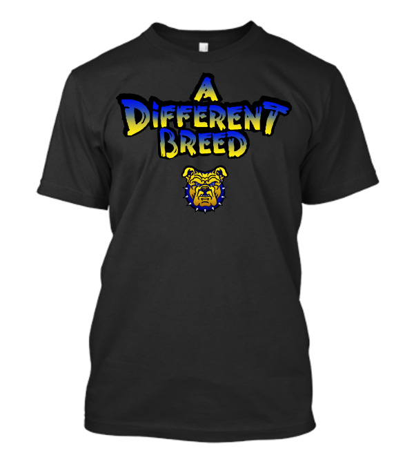 A Different Breed Fierce Bulldog Yellow Blue Gradient T-Shirt