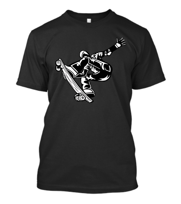 Action Skateboard Trick In T-Shirt