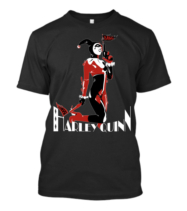 Harley Quinn Joker Jester Bang Comic Villain Costume T-Shirt