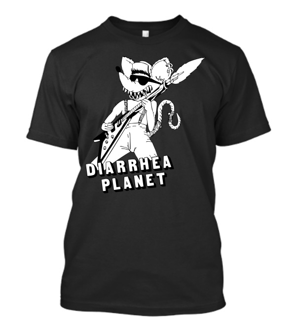 Diarrhea Planet Cartoon Rock Rat Character With Electric Guitar T-Shirt