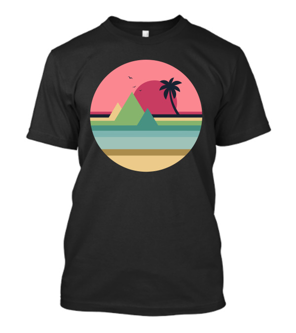 Ocean Sunset Tropical Palm And Calm Horizon T-Shirt