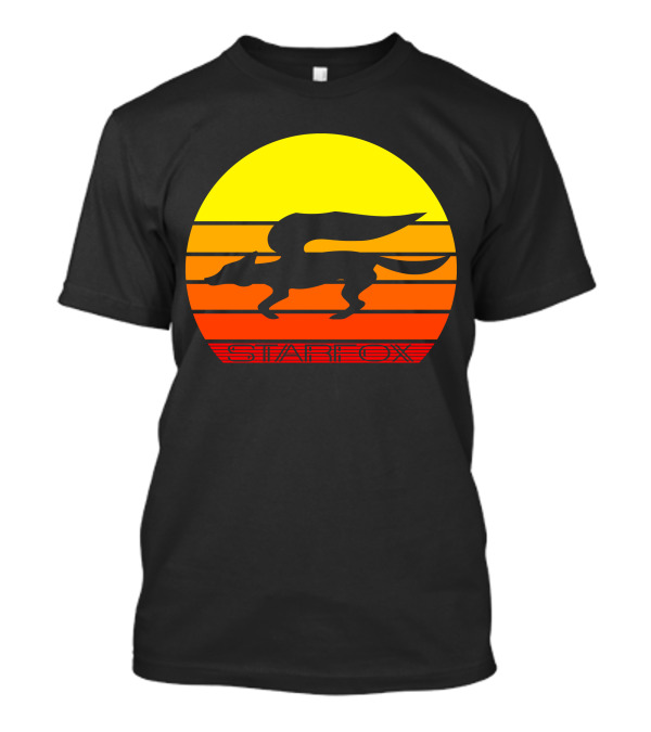 Retro Starfox Silhouette Sunset Stripes T-Shirt