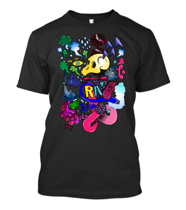 CRAZYISM Skull And Clouds Psychedelic T-Shirt