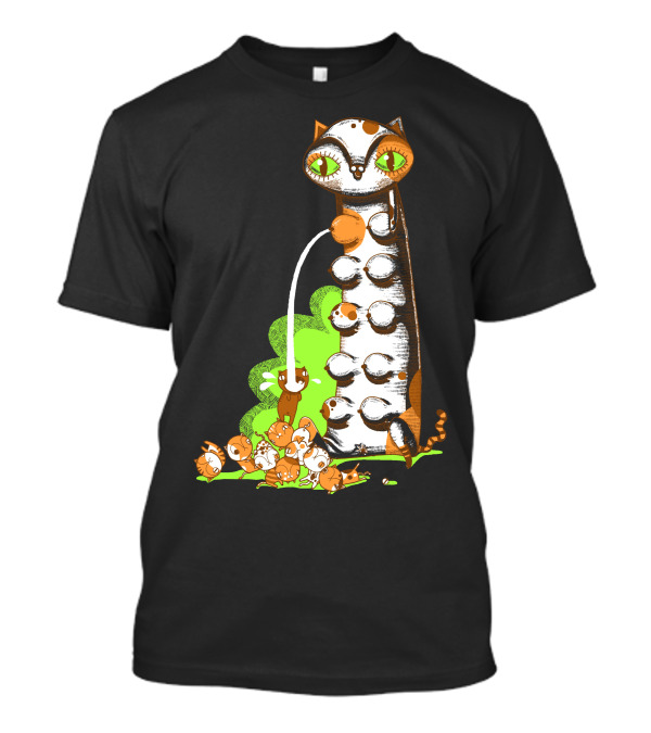 Greedy Kitten With Playful Cats And Green Highlights T-Shirt