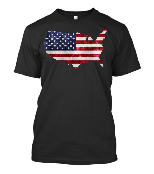 Grunge Bless America Patriotic USA Flag Map T-Shirt